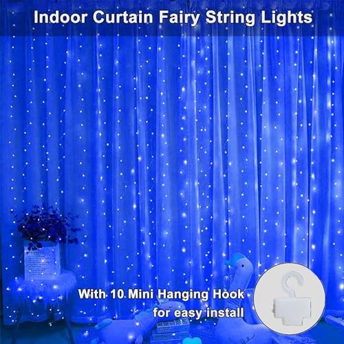 300 LED Fairy Lights, Twinkle Lights with 8 Light Modes, 9.8x9.8Ft Curtain String Lights Remote Control for, alternate view 6