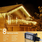 300 LED Icicle Lights,33FT Icicle Christmas Lights Warm White in Warm White, alternate view 3