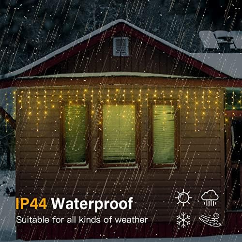 300 LED Icicle Lights,33FT Icicle Christmas Lights Warm White in Warm White, alternate view 5