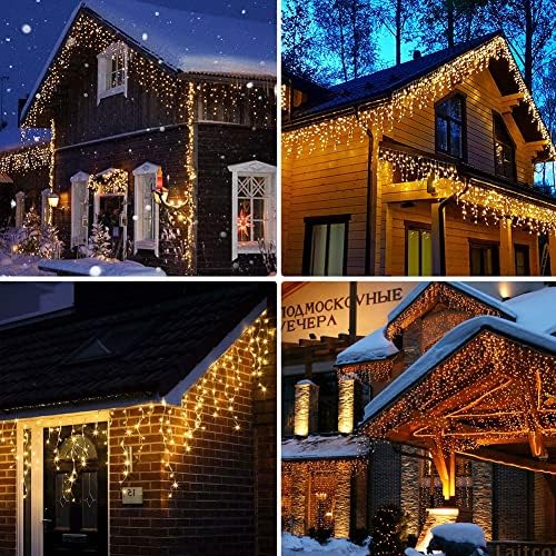 300 LED Icicle Lights,33FT Icicle Christmas Lights Warm White in Warm White, alternate view 7