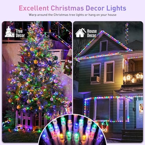 300 LED Multicolor Christmas Tree Lights Clear Wire Plug in, alternate view 2