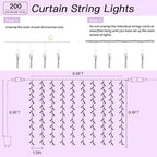 300 LED Multicolor Rainbow Curtain String Lights 9.8x9.8FT, Plug in Fairy Lights with 9 Hooks, Dimmable, Timer &, alternate