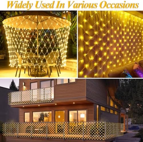 300 LED Net Lights, 14.8ft x 5ft 8 Modes Christmas Outdoor Mesh Lights Connectable, Waterproof Decorative String, alternate