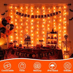300 LED Orange Halloween Lights, Curtain Lights Plug in, 8 Modes Hanging String Lights for Bedroom Wall Window, alternate