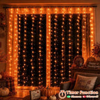 300 LED Orange Halloween Lights, Curtain Lights Plug in, 8 Modes Hanging String Lights for Bedroom Wall Window, alternate