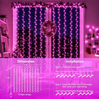 300 LED Pink Curtain Lights, 9.8×9.8ft Christmas Curtain Lights with Plug in, 8 Modes Hanging String Lights for, alternate