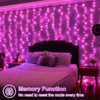 300 LED Pink Curtain Lights, 9.8×9.8ft Christmas Curtain Lights with Plug in, 8 Modes Hanging String Lights for, alternate