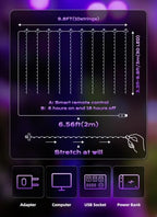 300 LED Purple Fairy Lights, 9.8ft x 9.8ft Halloween String Light in Purple, alternate view 2
