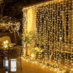 300 LED Remote Control Curtain Lights, Plug in Fairy Curtain Lights Outdoor, Window Wall Hanging String Lights