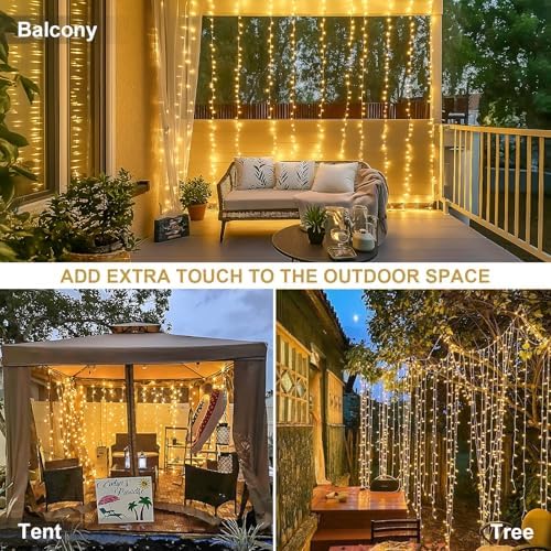300 LED Remote Control Curtain Lights, Plug in Fairy Curtain Lights Outdoor, Window Wall Hanging String Lights, alternate