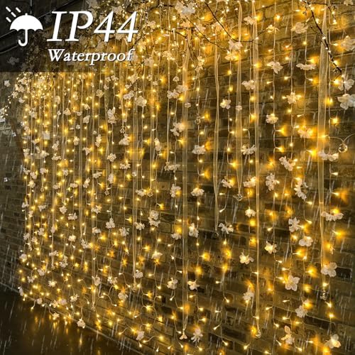 300 LED Warm White Curtain Fairy Lights 9.8x9.8FT Plug in in 9.8x9.8FT in Warm White, alternate view 4