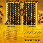 300 LED Warm White Curtain Lights, 9.8×9.8ft Christmas Curtain Lights with Plug in, 8 Modes Hanging String, alternate view 3