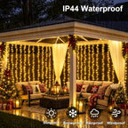 300 LED Warm White Curtain Lights, 9.8×9.8ft Christmas Curtain Lights with Plug in, 8 Modes Hanging String, alternate view 4