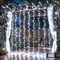 300 LED White Christmas Lights, Curtain Lights Plug in, 8 Modes Hanging String Lights for Bedroom Wall Window