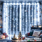 300 LED White Christmas Lights, Curtain Lights Plug in, 8 Modes Hanging String Lights for Bedroom Wall Window, alternate view