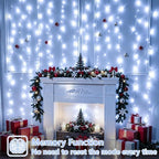 300 LED White Christmas Lights, Curtain Lights Plug in, 8 Modes Hanging String Lights for Bedroom Wall Window, alternate view