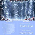 300 LED White Christmas Lights, Curtain Lights Plug in, 8 Modes Hanging String Lights for Bedroom Wall Window, alternate view