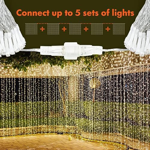 300 LED Window Curtain String Lights, Warm White, 2 Pack in *Warm white, alternate view 5