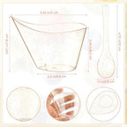 300 Pack 7 Oz Gold Glitter Clear Plastic Dessert Cups in 7 oz in Gold Glitter, alternate view 3