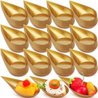 300 Pcs 4 in Plastic Appetizer Spoon Tear Drop Tasting Spoon, Gold in Gold