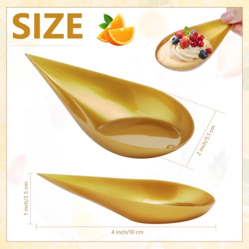 300 Pcs 4 in Plastic Appetizer Spoon Tear Drop Tasting Spoon, Gold in Gold, alternate view 3