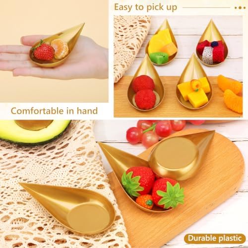 300 Pcs 4 in Plastic Appetizer Spoon Tear Drop Tasting Spoon, Gold in Gold, alternate view 4