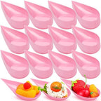 300 Pcs 4 in Plastic Appetizer Spoon Tear Drop Tasting Spoon, Pink in Pink
