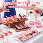 300 Pcs 4 in Plastic Appetizer Spoon Tear Drop Tasting Spoon, Pink in Pink, alternate view 3