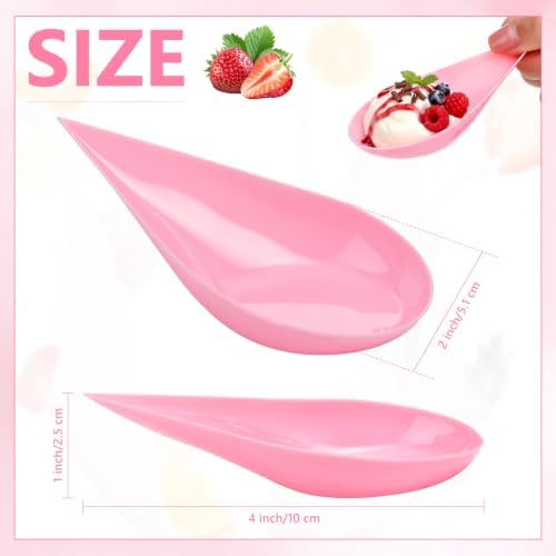 300 Pcs 4 in Plastic Appetizer Spoon Tear Drop Tasting Spoon, Pink in Pink, alternate view 4