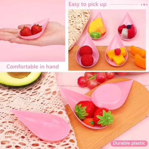 300 Pcs 4 in Plastic Appetizer Spoon Tear Drop Tasting Spoon, Pink in Pink, alternate view 5