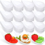 300 Pcs 4 in Plastic Appetizer Spoon Tear Drop Tasting Spoon, White in 2 inches wide, 4 inches long and 0.5 inch