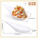 300 Pcs 4 in Plastic Appetizer Spoon Tear Drop Tasting Spoon, White in 2 inches wide, 4 inches long and 0.5 inch, alternate