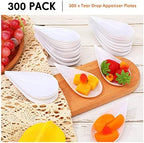300 Pcs 4 in Plastic Appetizer Spoon Tear Drop Tasting Spoon, White in 2 inches wide, 4 inches long and 0.5 inch, alternate