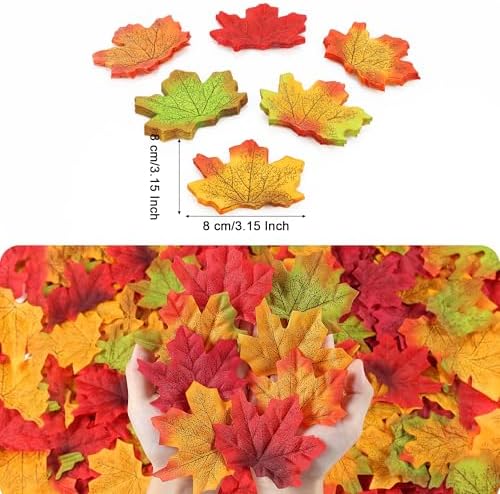 300 Pieces Artificial Fall Maple Leaves Large Artificial Autumn Leaf Leaves Maple Leaf for Auturmn Wedding, alternate view 3