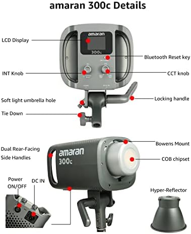 300c Charcoal RGB Studio Light, LED Video Light RGB Key Light, alternate view 3