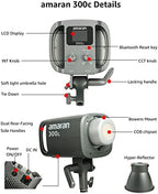 300c Charcoal RGB Studio Light, LED Video Light RGB Key Light, alternate view 3