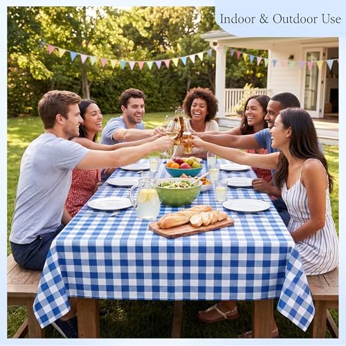 300FT x 54IN Blue & White Checkered Tablecloth Roll with Slide Cutter Box in Blue and White Checkered, alternate view 4