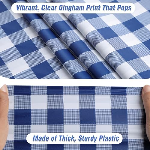 300FT x 54IN Blue & White Checkered Tablecloth Roll with Slide Cutter Box in Blue and White Checkered, alternate view 7