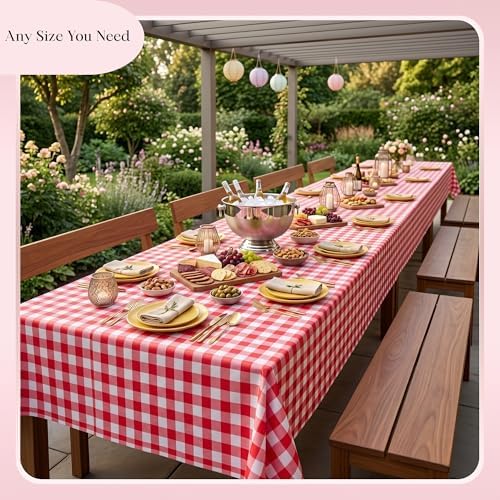 300FT x 54IN Red & White Checkered Tablecloth Roll with Slide Cutter Box in Red and White Checkered, alternate view 3