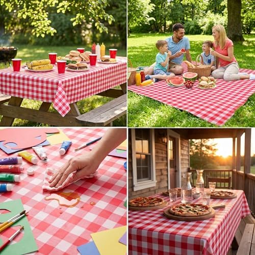 300FT x 54IN Red & White Checkered Tablecloth Roll with Slide Cutter Box in Red and White Checkered, alternate view 4