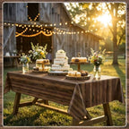300FT x 54IN Wood Grain Plastic Tablecloth Roll with Slide Cutter Box, alternate view 2