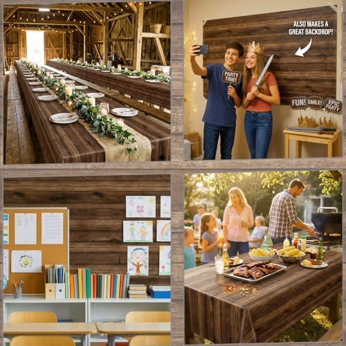 300FT x 54IN Wood Grain Plastic Tablecloth Roll with Slide Cutter Box, alternate view 4