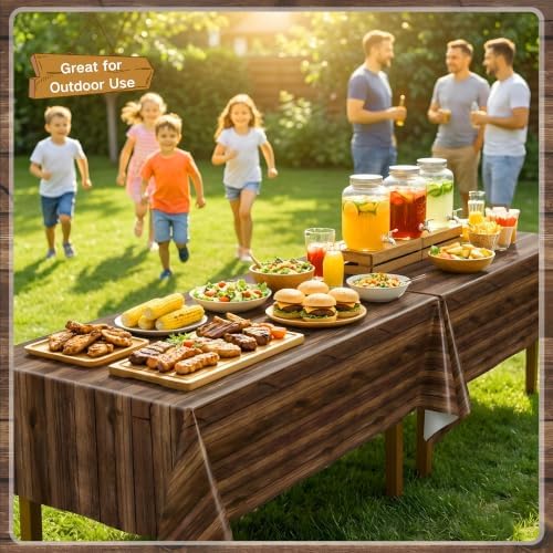 300FT x 54IN Wood Grain Plastic Tablecloth Roll with Slide Cutter Box, alternate view 6
