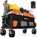 300L Collapsible Beach Wagon Cart with Big Wheels, 560lbs, Black in Black