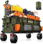 300L Collapsible Beach Wagon Cart with Big Wheels, 560lbs, Green in Green