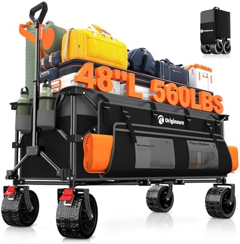 300L Foldable Beach Wagon Cart with Big Wheels,560lbs, Grey&Black