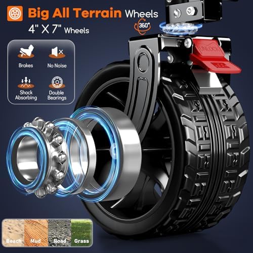 300L Foldable Beach Wagon Cart with Big Wheels,560lbs, Grey&Black, alternate view 6
