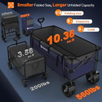 300L Foldable Beach Wagon Cart with Big Wheels, 560lbs, Purple, alternate view 3