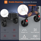 300L Foldable Beach Wagon Cart with Big Wheels, 560lbs, Purple, alternate view 5