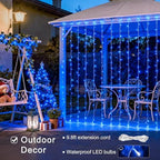 300LED Blue Curtain Lights, 9.8x9.8ft String Lights Indoor Outdoor in 9.8x9.8ft, alternate view 3